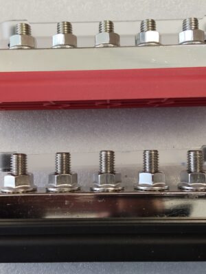 600A Busbar 12-48V M10 5P Mπλοκ διανομής μπαταρίας RED+BLACK
